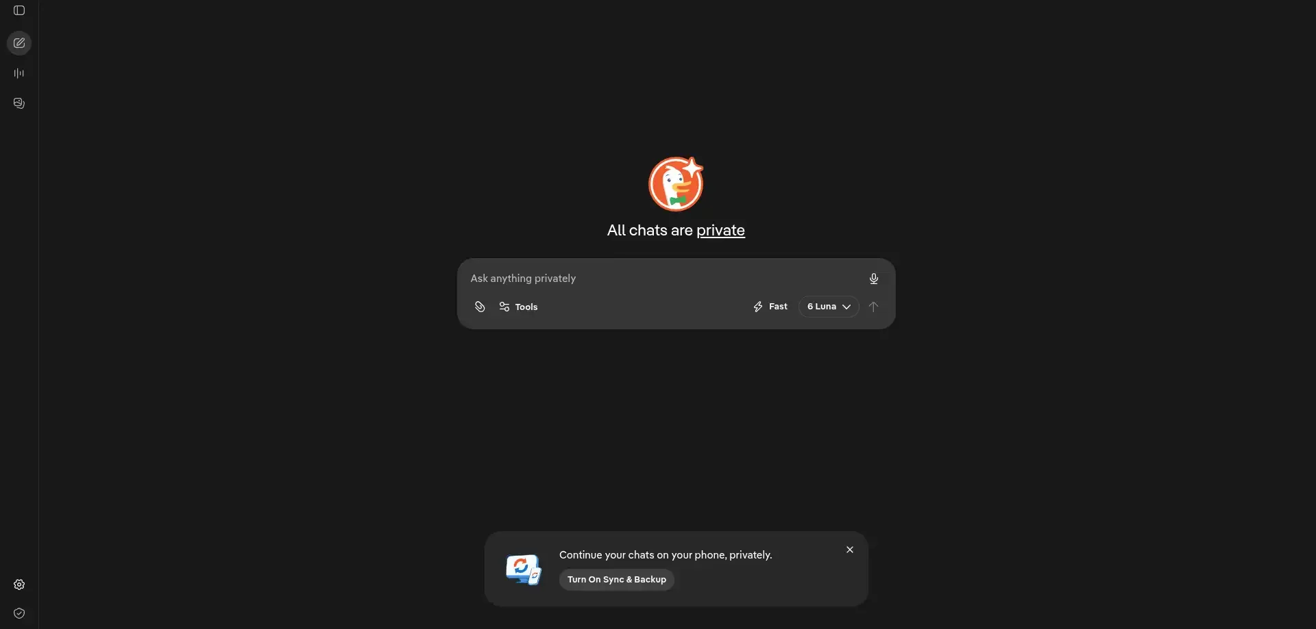 Duck.ai chat interface